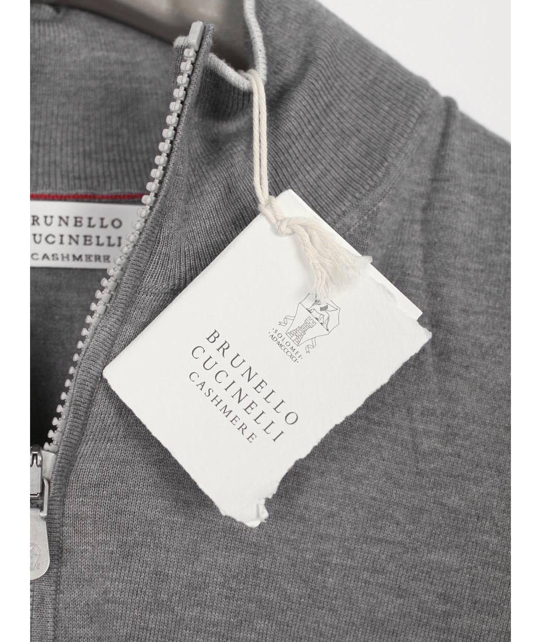 BRUNELLO CUCINELLI Серый хлопковый джемпер / свитер, фото 4