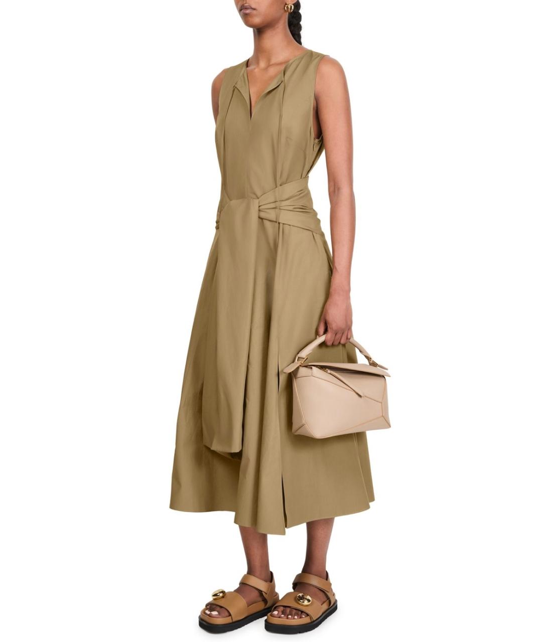 LOEWE Бежевое хлопковое повседневное платье, фото 5