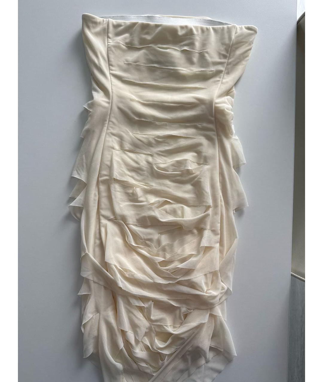 MM6 MAISON MARGIELA Бежевое полиамидовое вечернее платье, фото 4