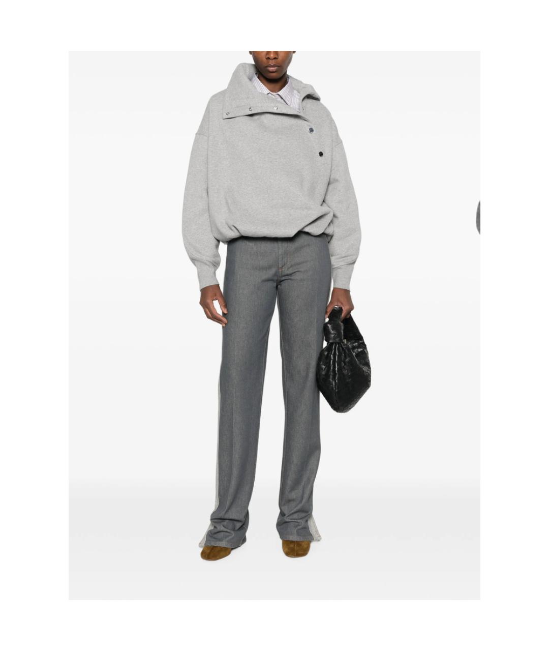 SPORTMAX Серые хлопко-эластановые прямые джинсы, фото 3