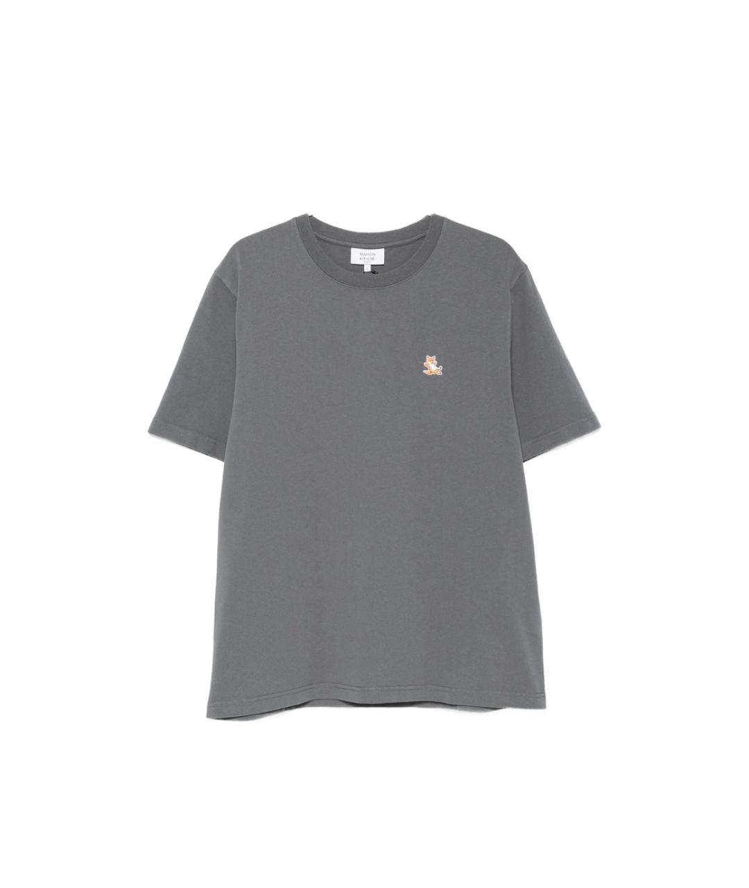 MAISON KITSUNE Серая хлопковая футболка, фото 1