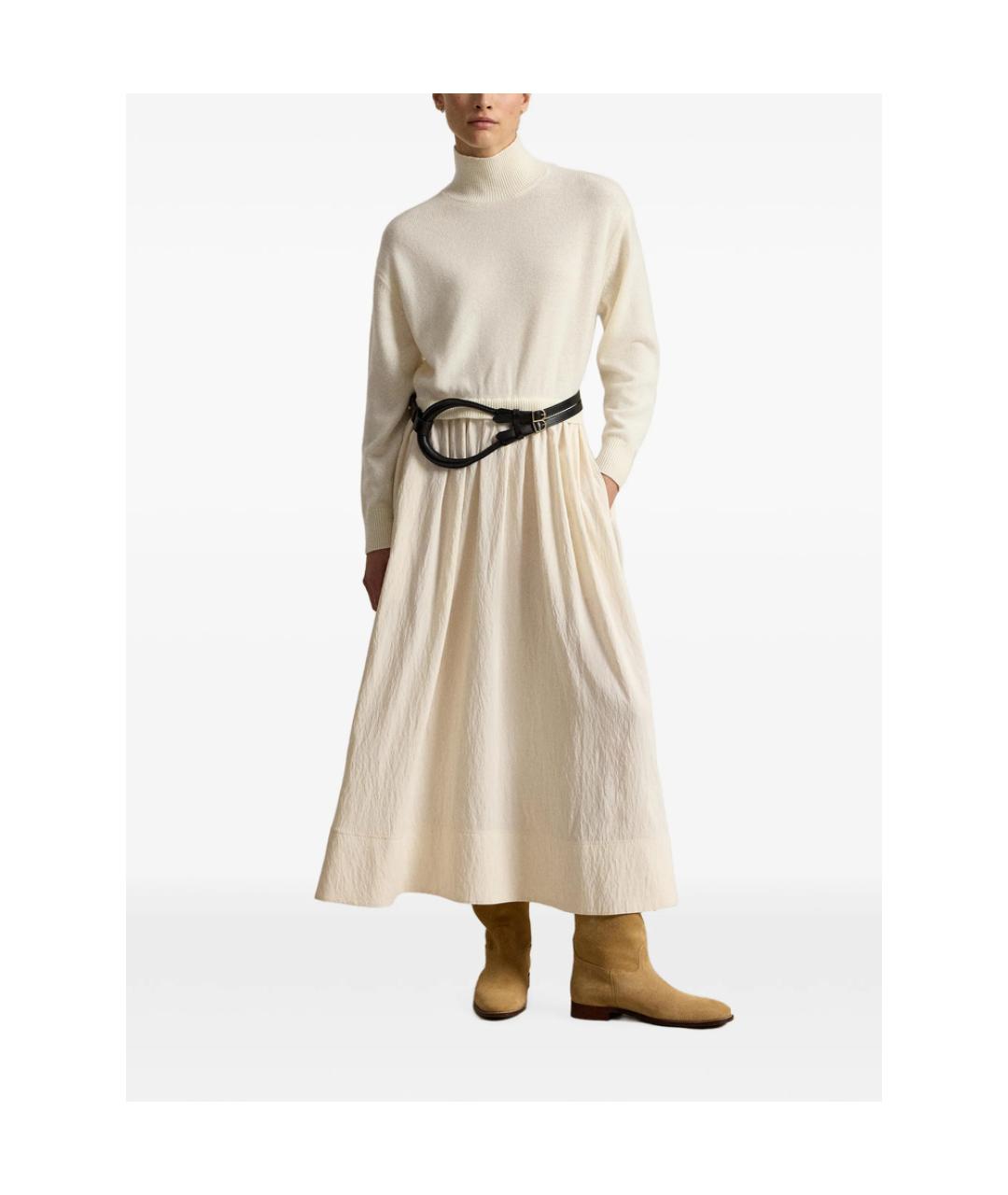 RALPH LAUREN Бежевое вискозное повседневное платье, фото 4