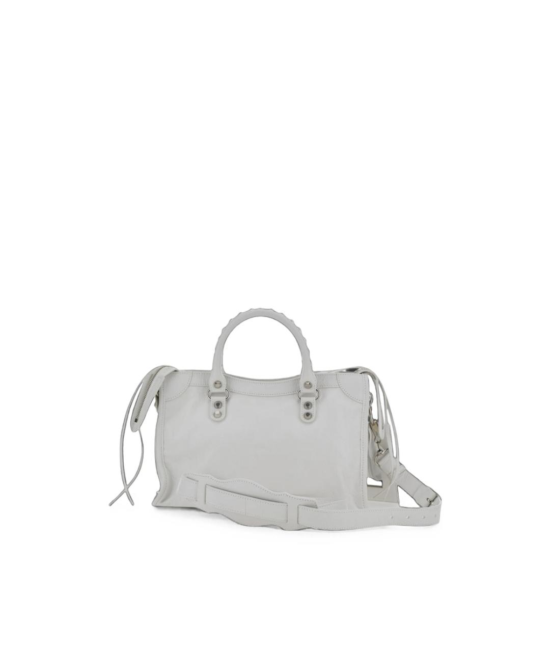 BALENCIAGA Белая кожаная сумка с короткими ручками, фото 3