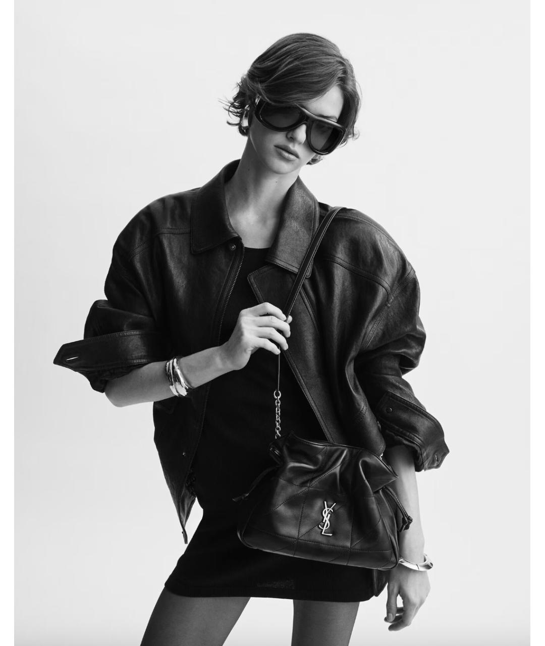 SAINT LAURENT Черная кожаная сумка через плечо, фото 4