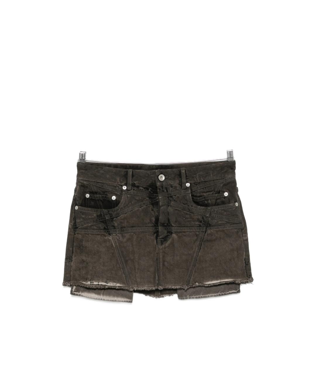 RICK OWENS DRKSHDW Серая хлопковая юбка мини, фото 1