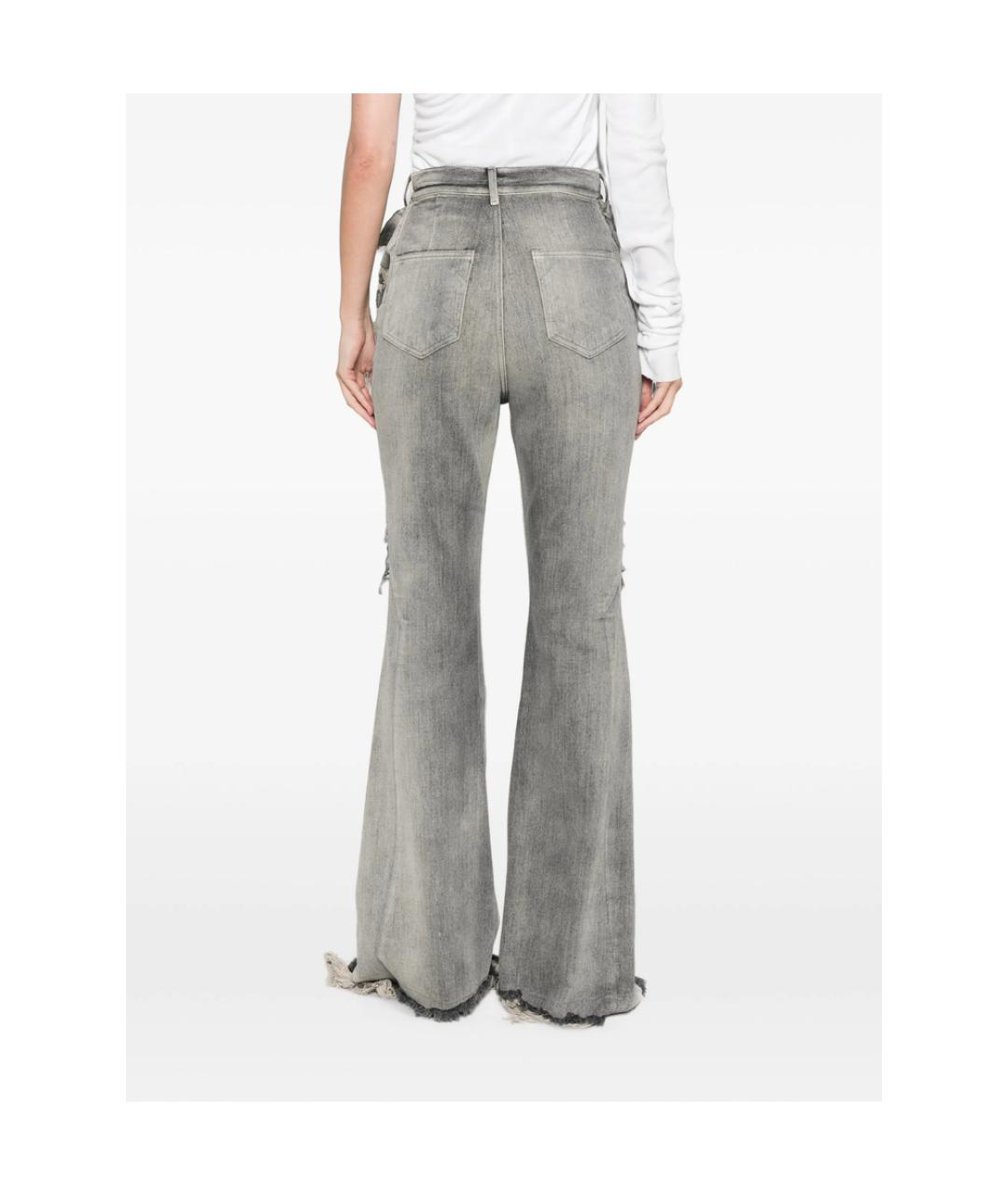 RICK OWENS DRKSHDW Серые хлопко-эластановые джинсы клеш, фото 4