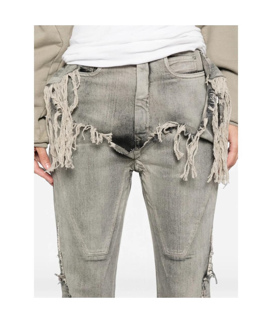 RICK OWENS DRKSHDW Серые хлопко-эластановые джинсы клеш, фото 3