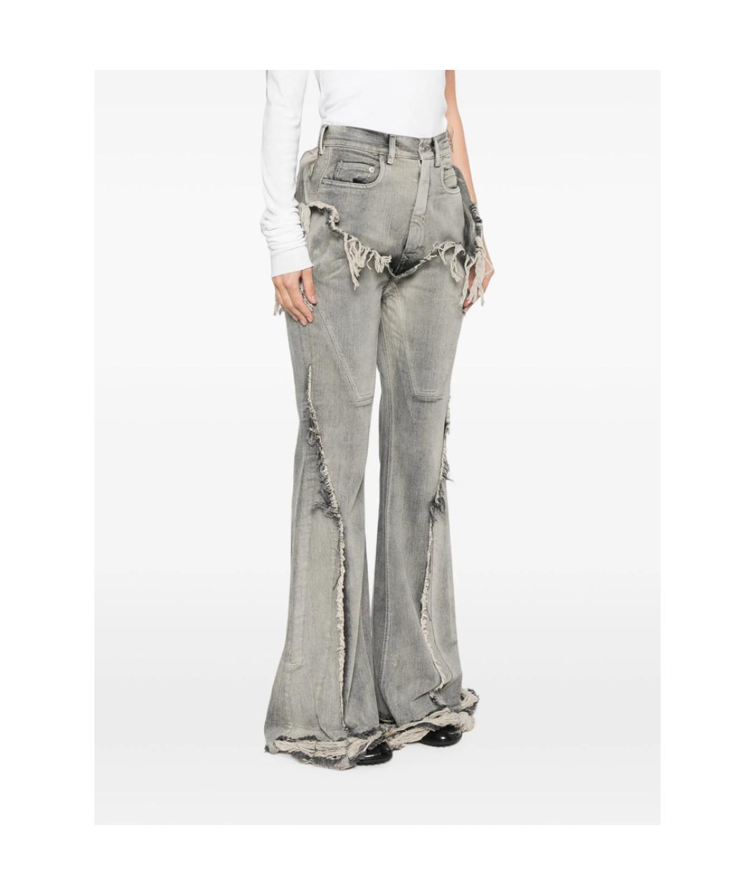 RICK OWENS DRKSHDW Серые хлопко-эластановые джинсы клеш, фото 2