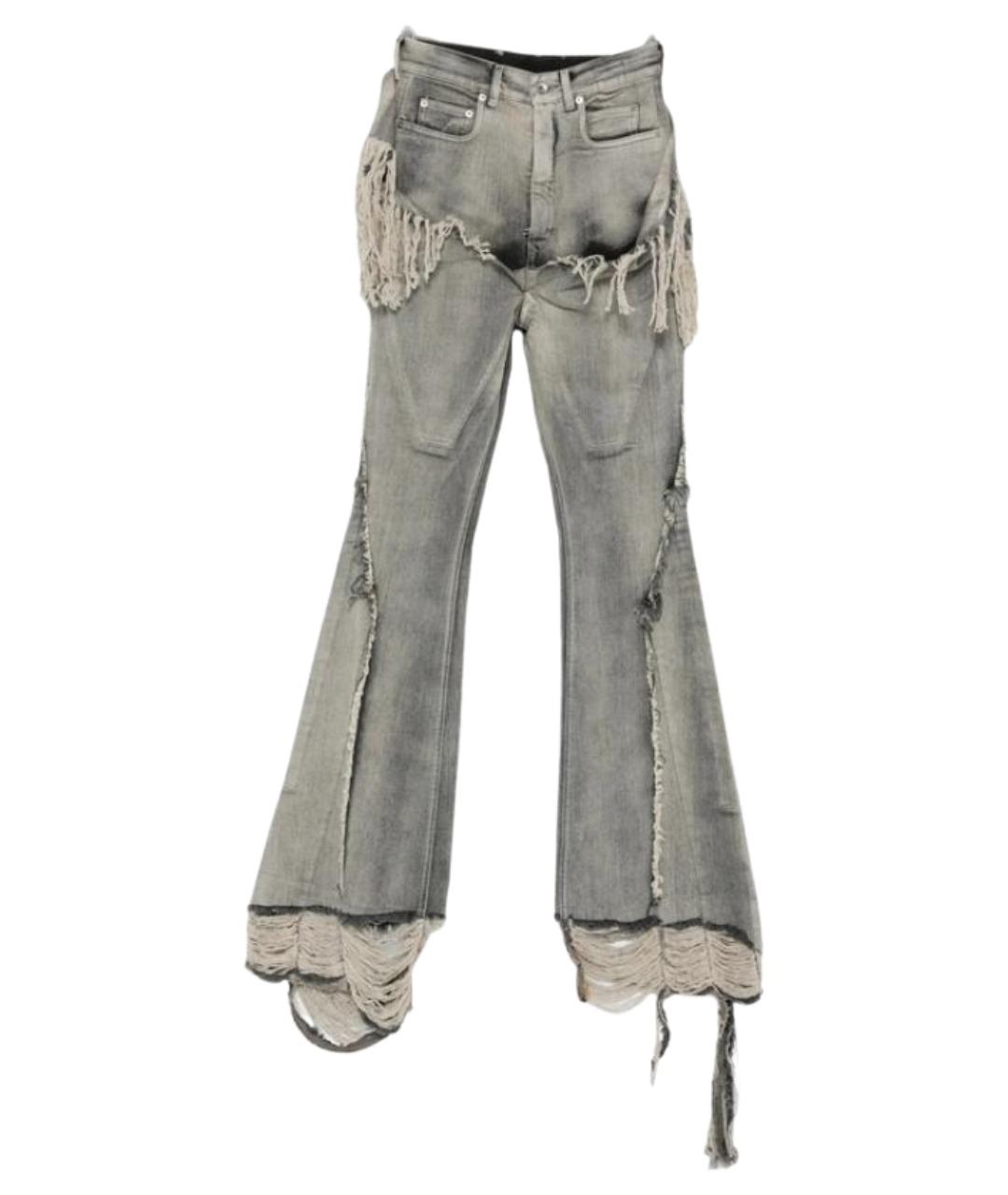 RICK OWENS DRKSHDW Серые хлопко-эластановые джинсы клеш, фото 1