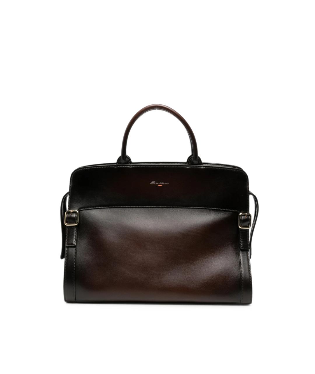 SANTONI Коричневая кожаная сумка тоут, фото 1