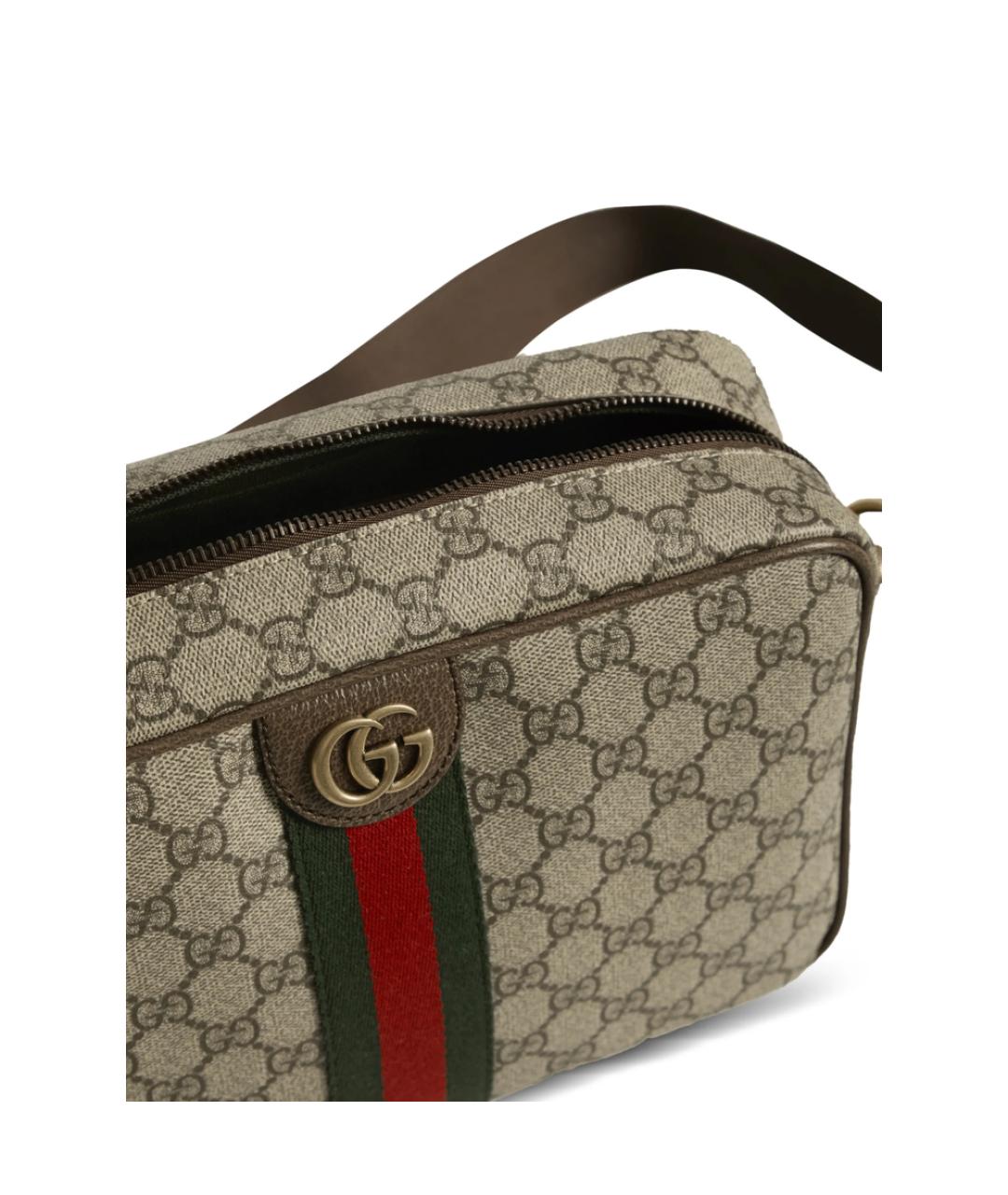 GUCCI Коричневая сумка на плечо из канвы, фото 3