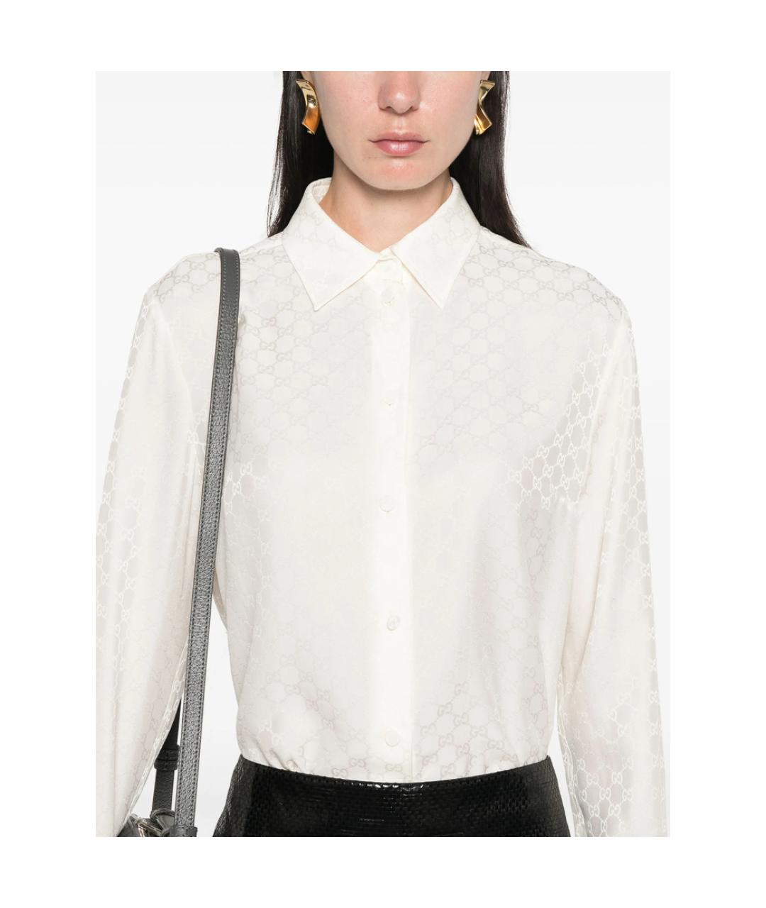 GUCCI Бежевая шелковая рубашка, фото 3