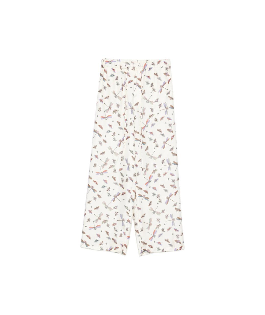 GUCCI Бежевые шелковые прямые брюки, фото 1