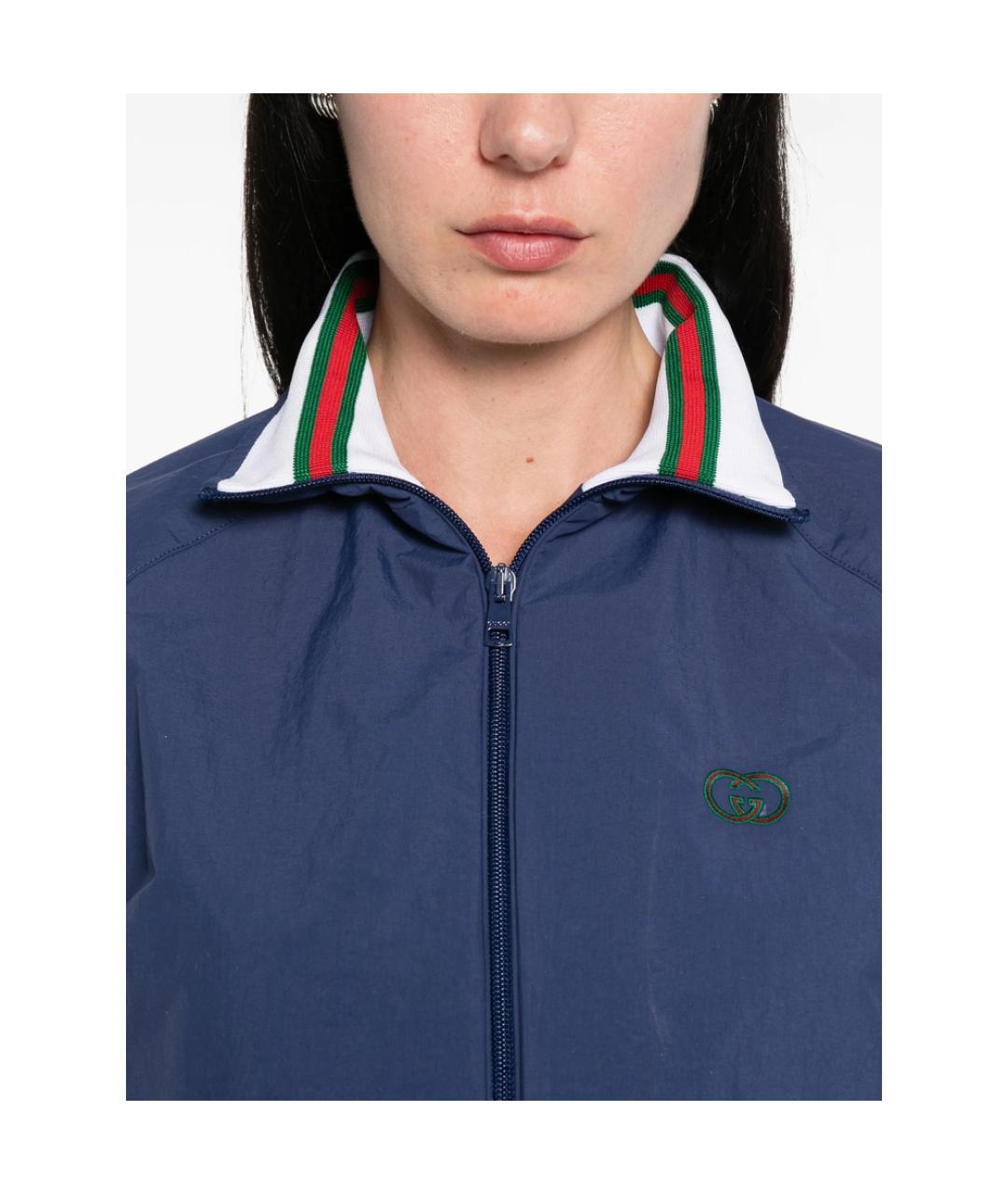 GUCCI Синяя полиэстеровая куртка, фото 2