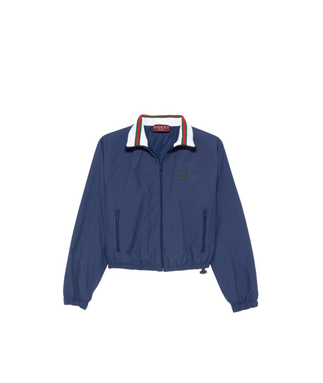 GUCCI Синяя полиэстеровая куртка, фото 1