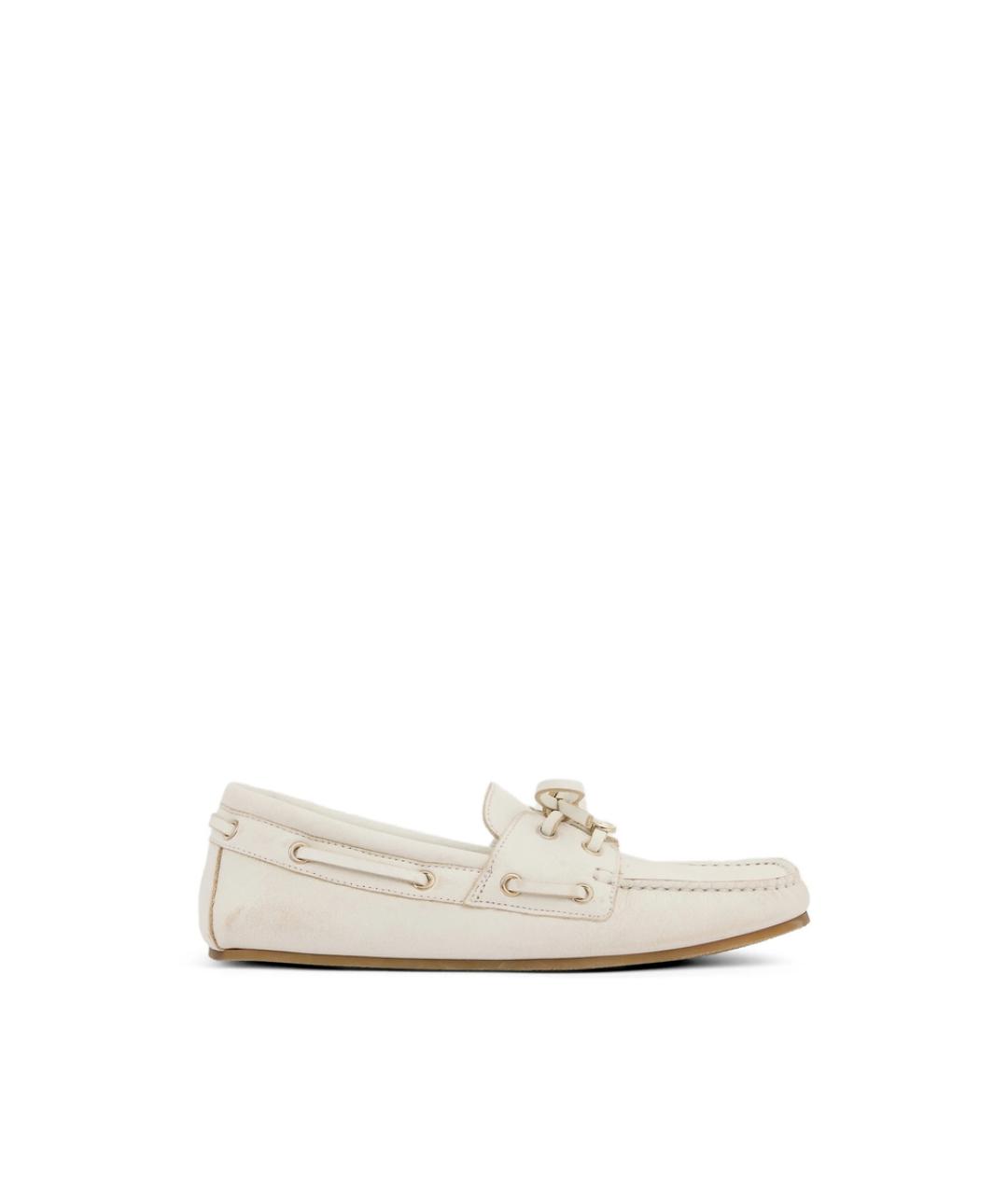GUCCI Белые кожаные мокасины, фото 1