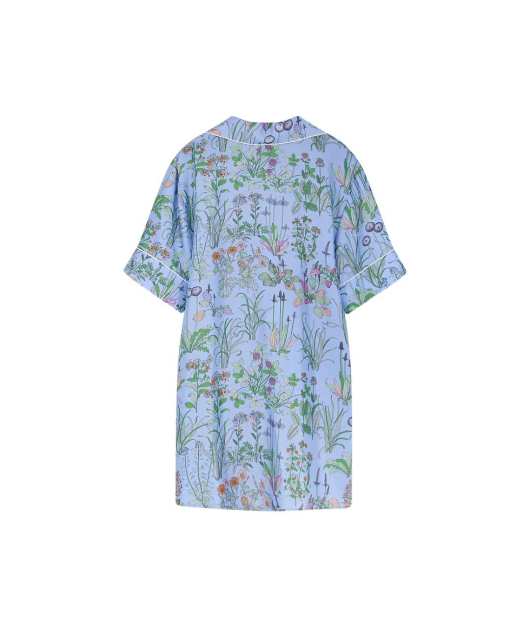GUCCI Синяя шелковая блузы, фото 3