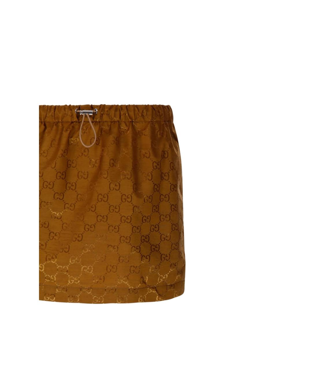 GUCCI Коричневая нейлоновая юбка мини, фото 3