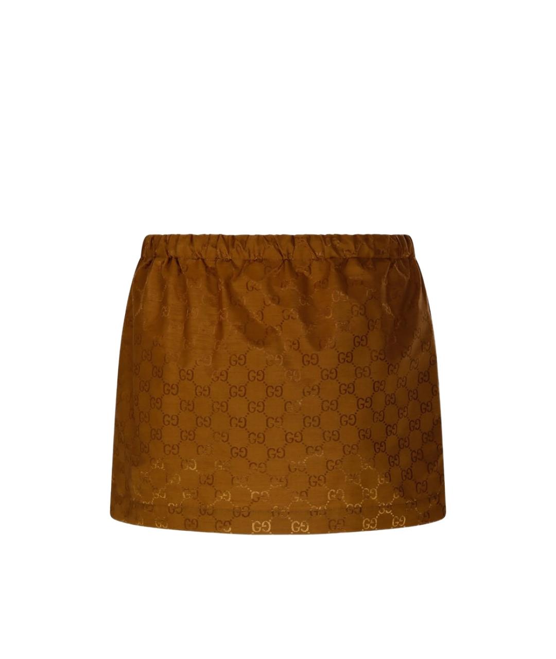 GUCCI Коричневая нейлоновая юбка мини, фото 2