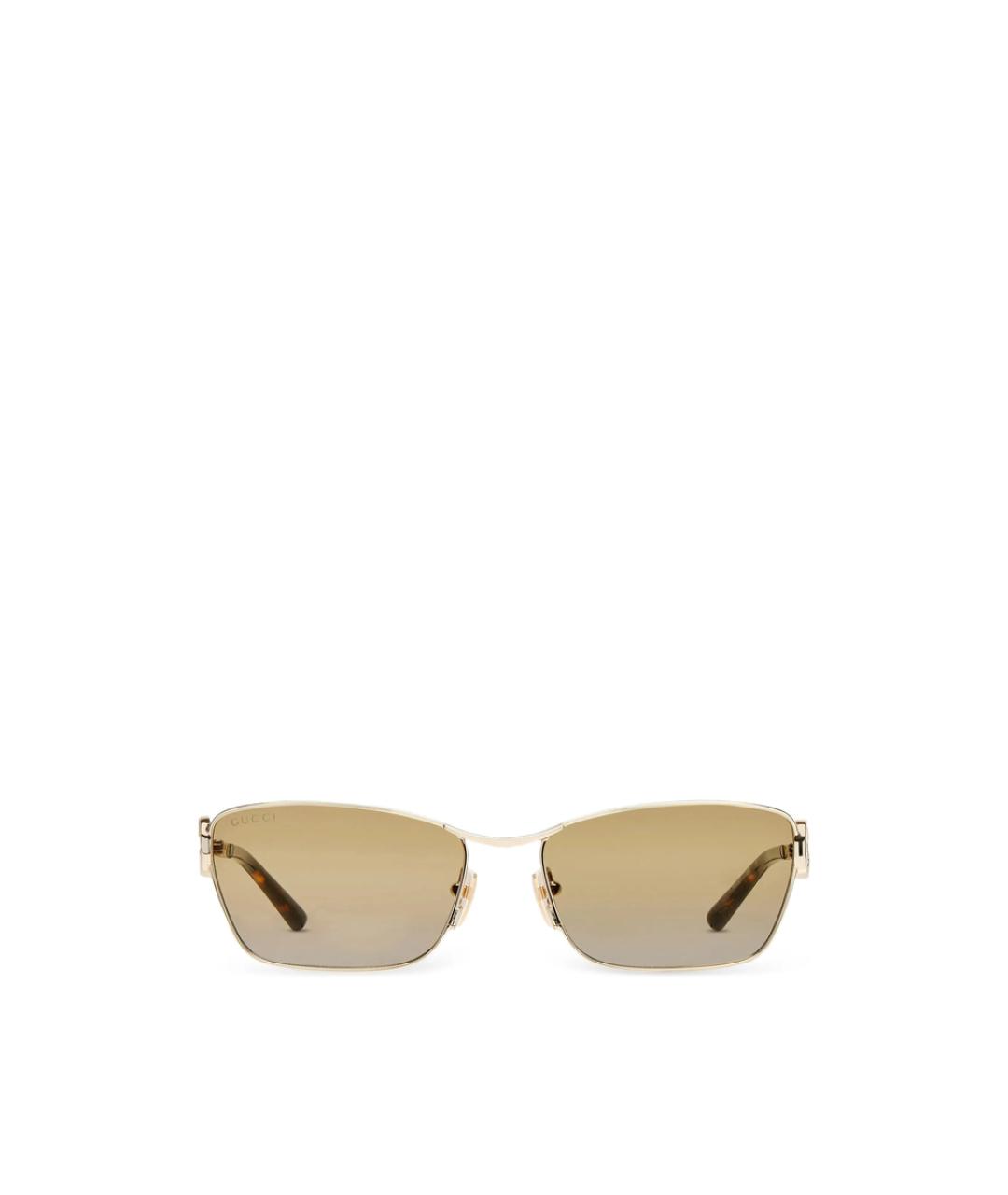 GUCCI Золотые металлические солнцезащитные очки, фото 1