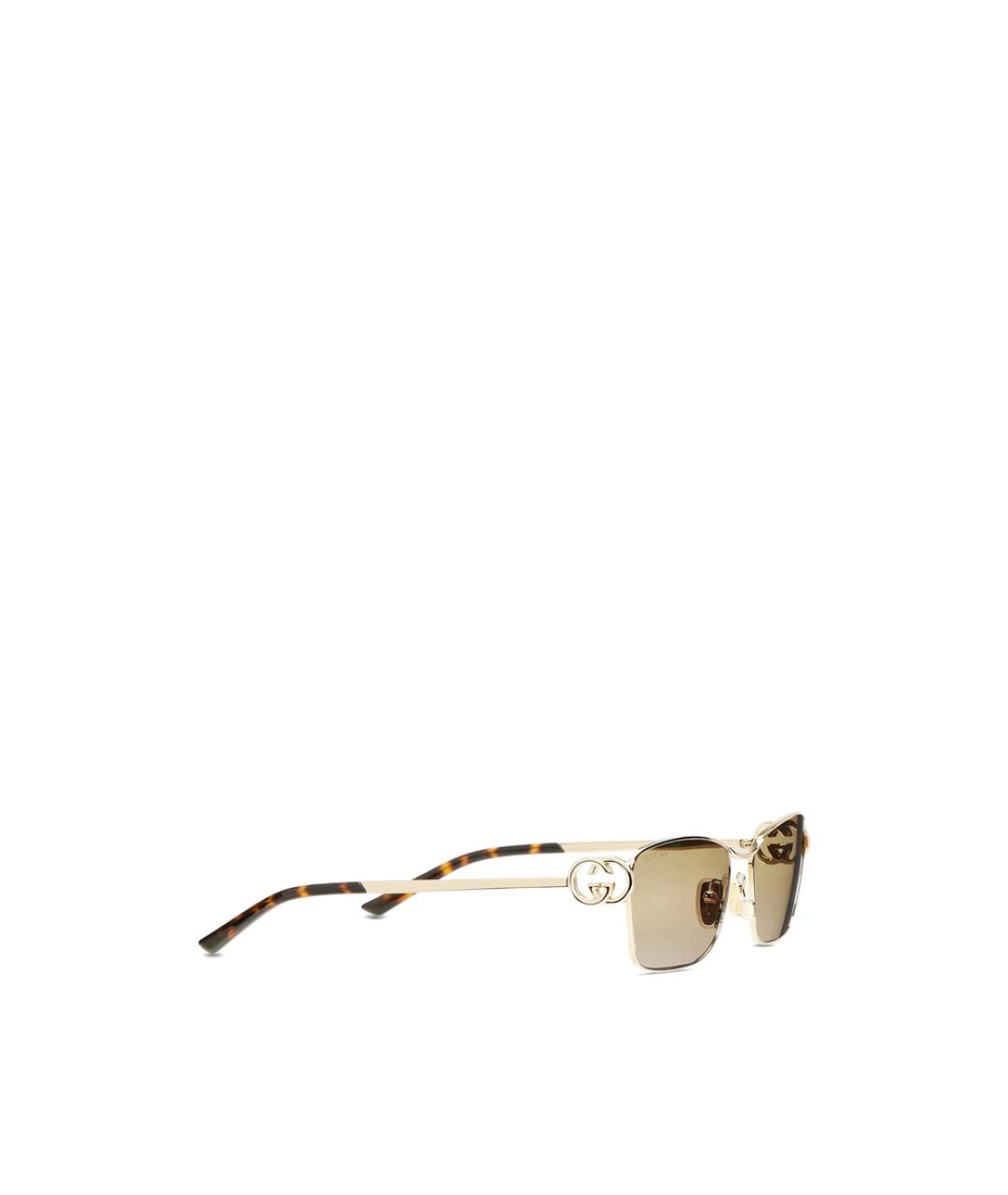 GUCCI Золотые металлические солнцезащитные очки, фото 2