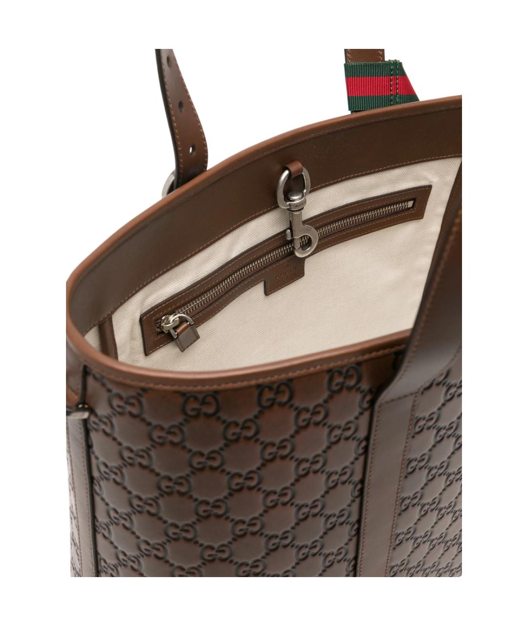 GUCCI Коричневая кожаная сумка тоут, фото 3