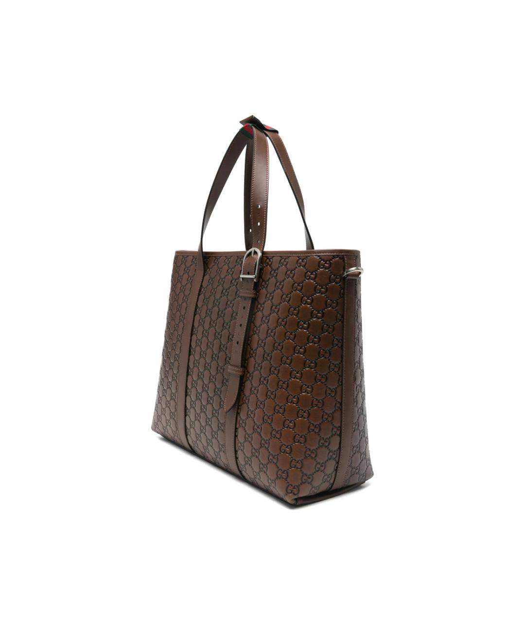GUCCI Коричневая кожаная сумка тоут, фото 5