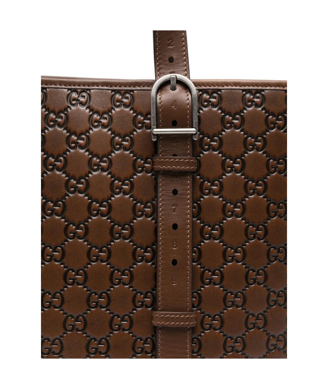 GUCCI Коричневая кожаная сумка тоут, фото 4