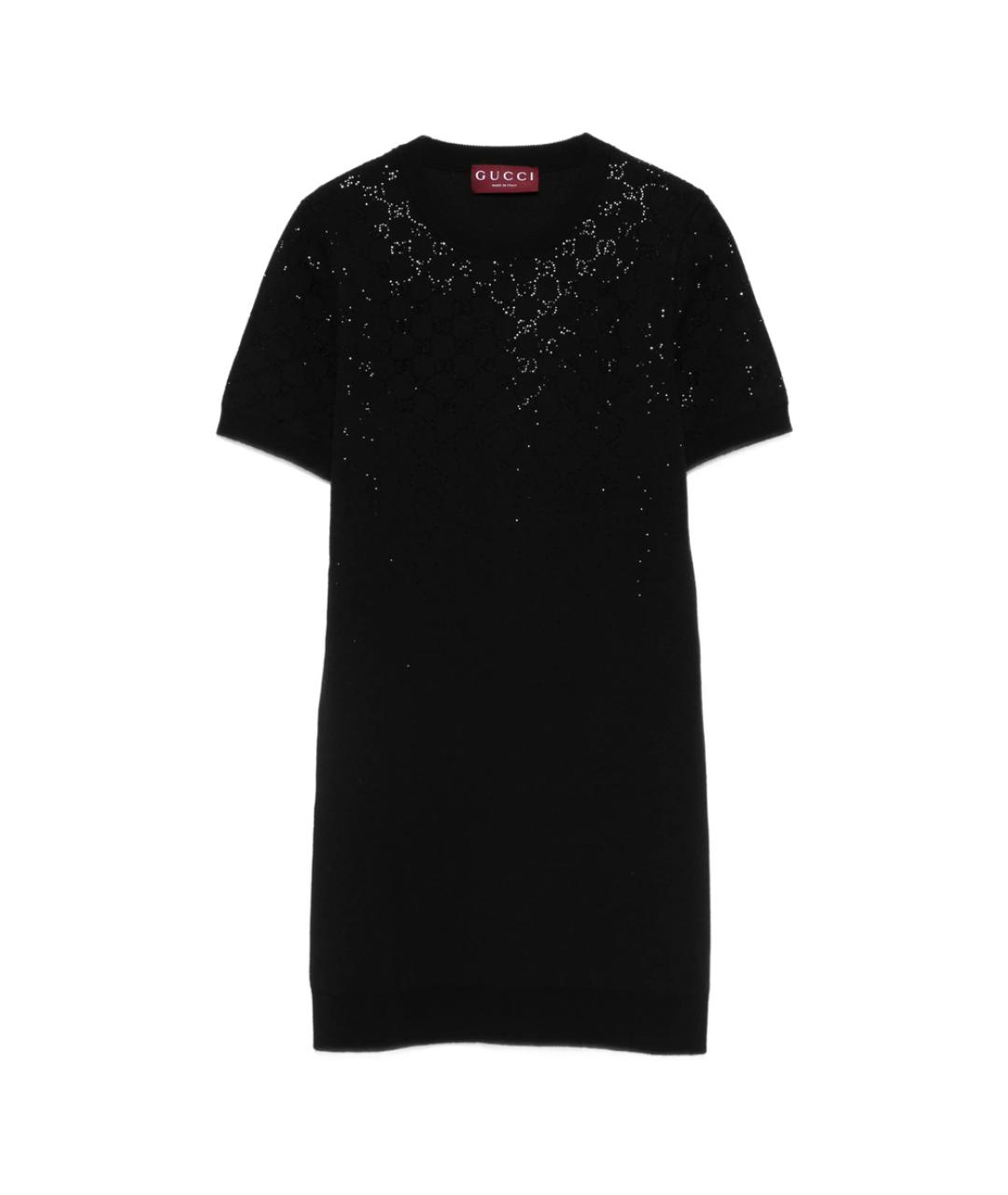 GUCCI Черное шерстяное повседневное платье, фото 1