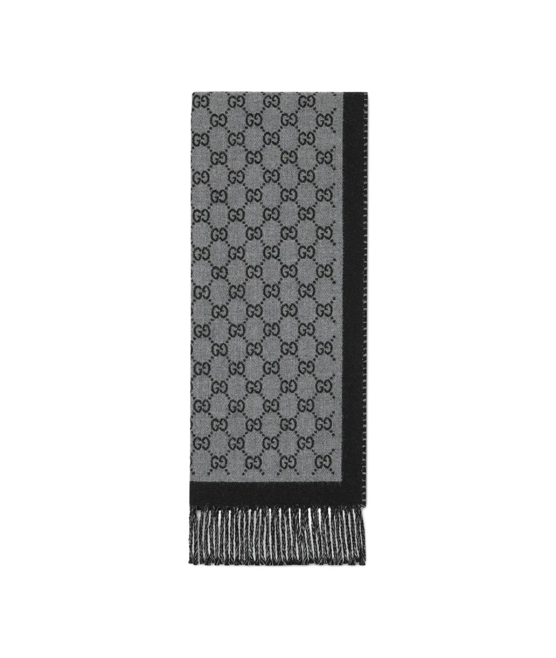 GUCCI Серый шерстяной шарф, фото 1