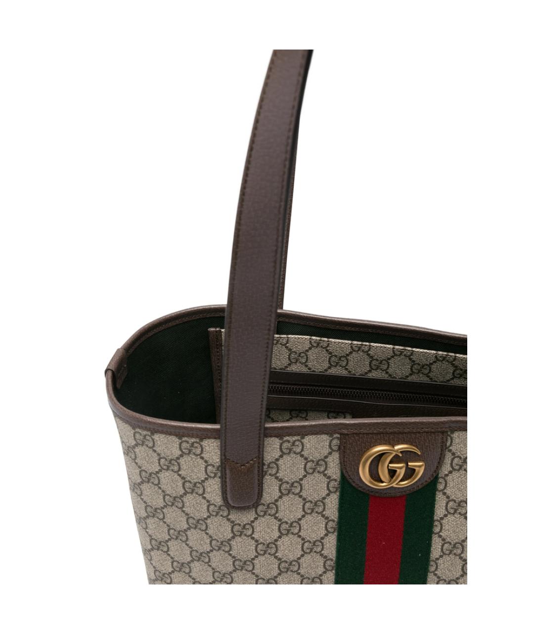 GUCCI Бежевая кожаная сумка тоут, фото 4