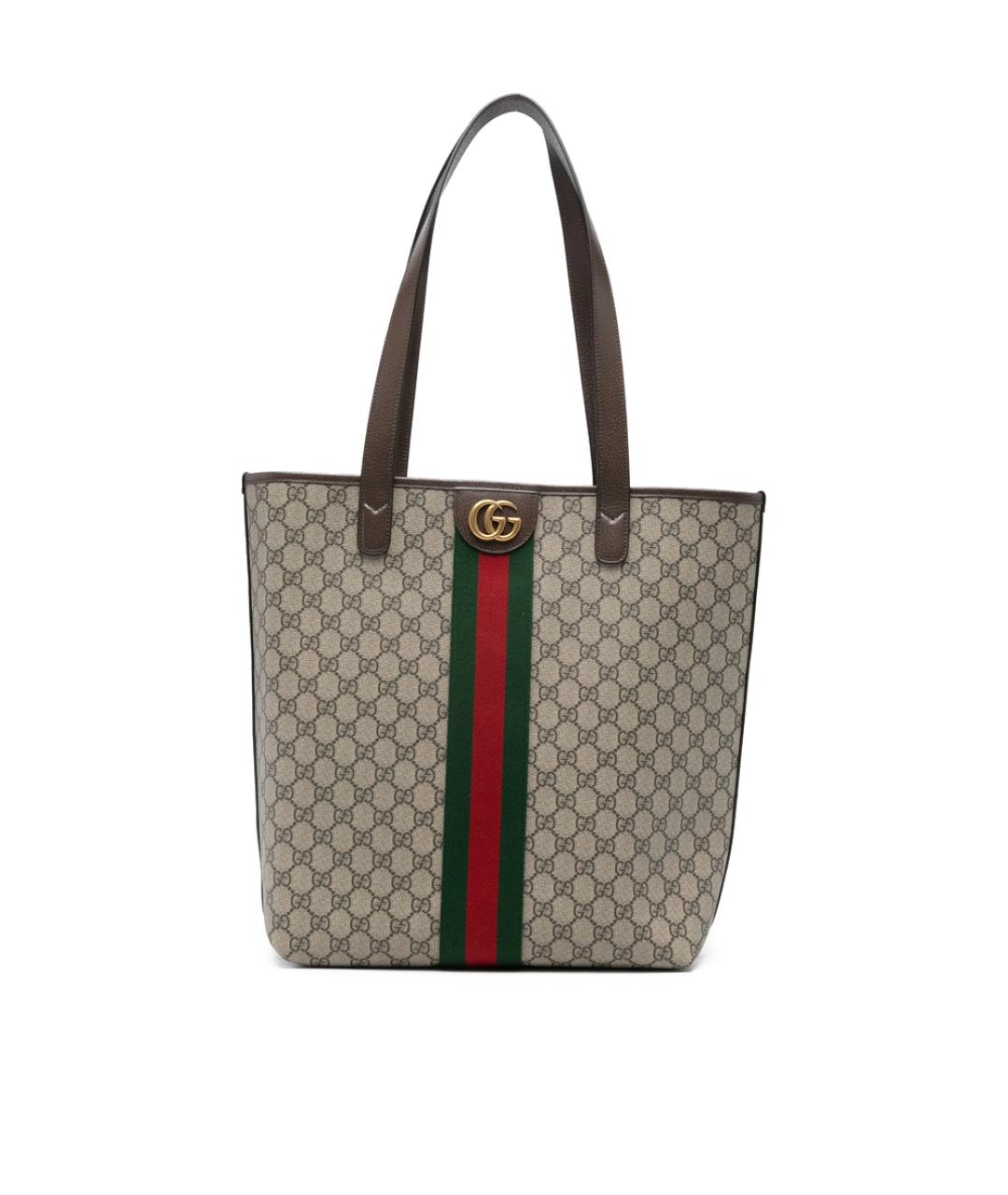 GUCCI Бежевая кожаная сумка тоут, фото 1