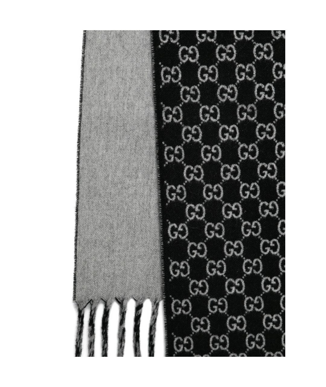 GUCCI Черный кашемировый шарф, фото 3