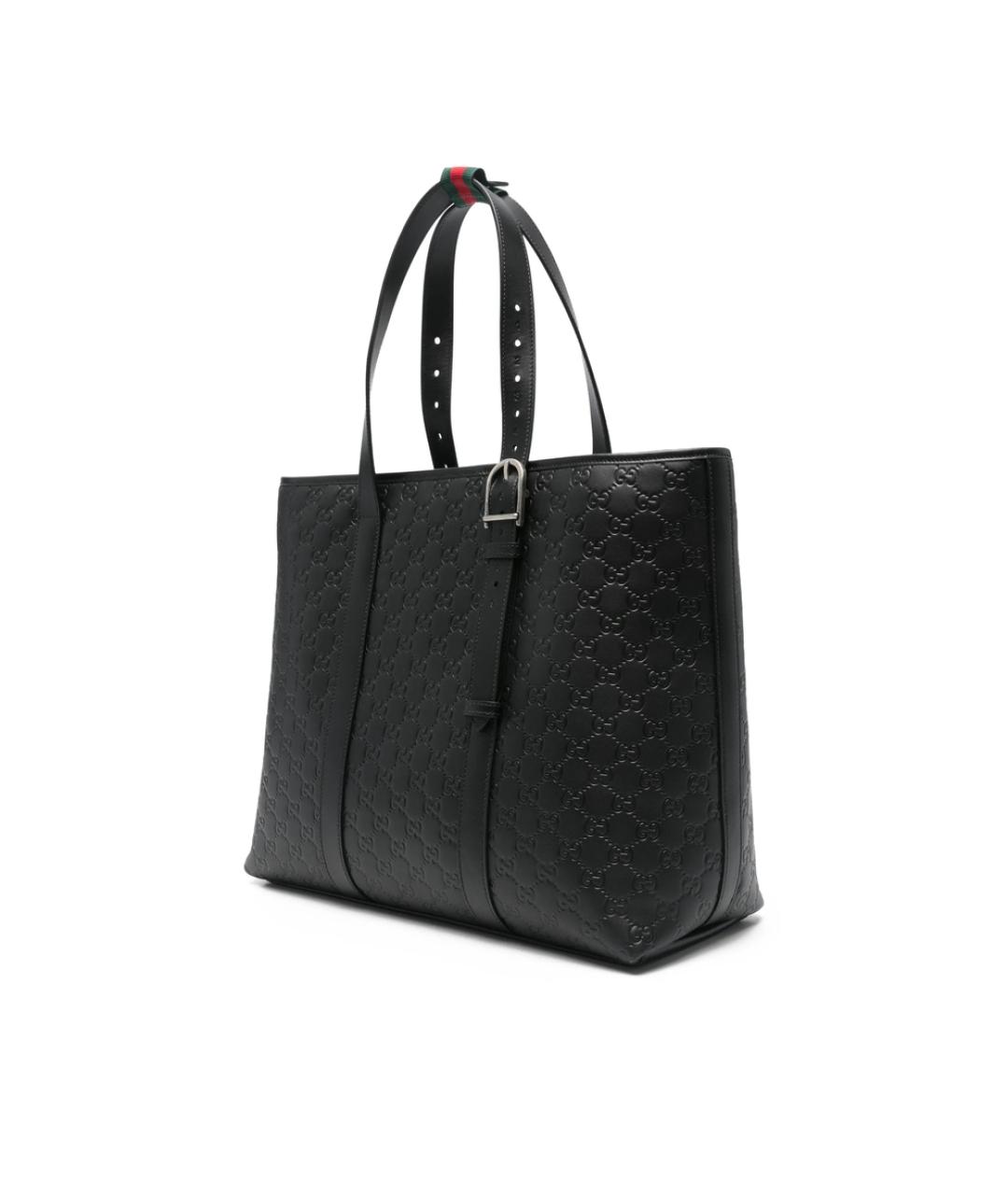GUCCI Черная кожаная сумка тоут, фото 5