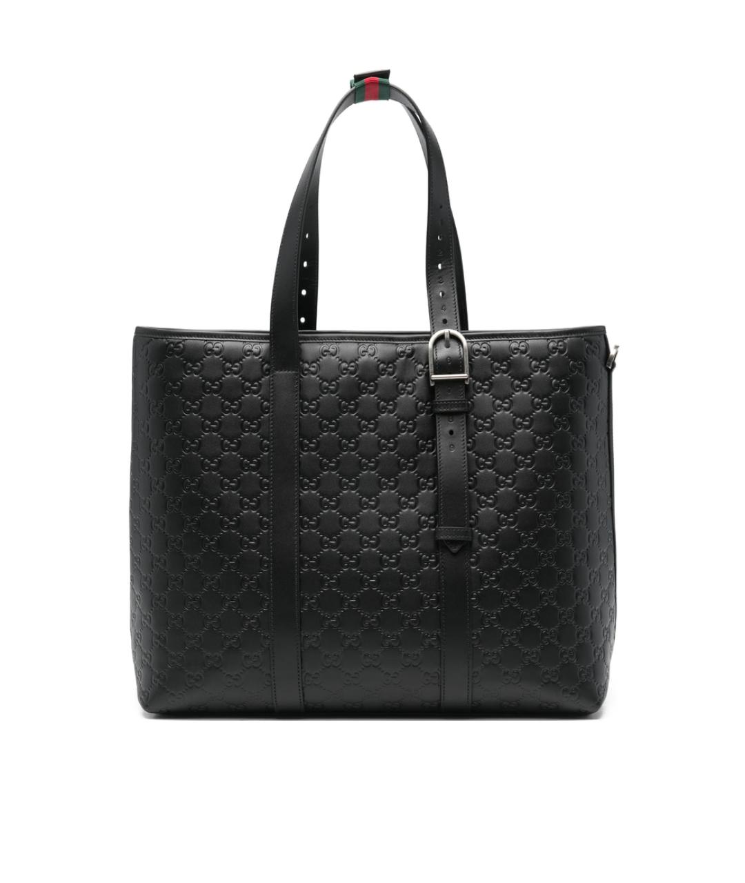 GUCCI Черная кожаная сумка тоут, фото 1
