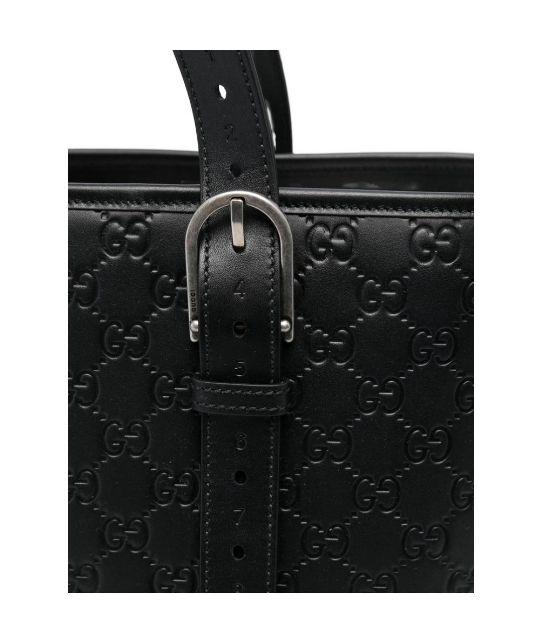 GUCCI Черная кожаная сумка тоут, фото 2