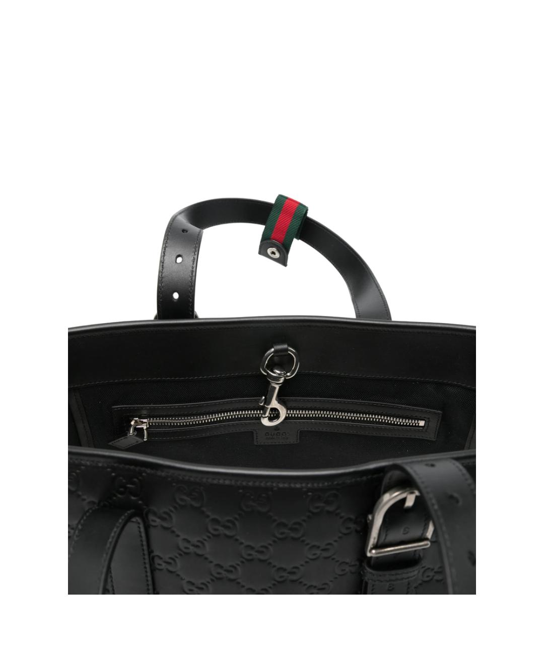 GUCCI Черная кожаная сумка тоут, фото 3