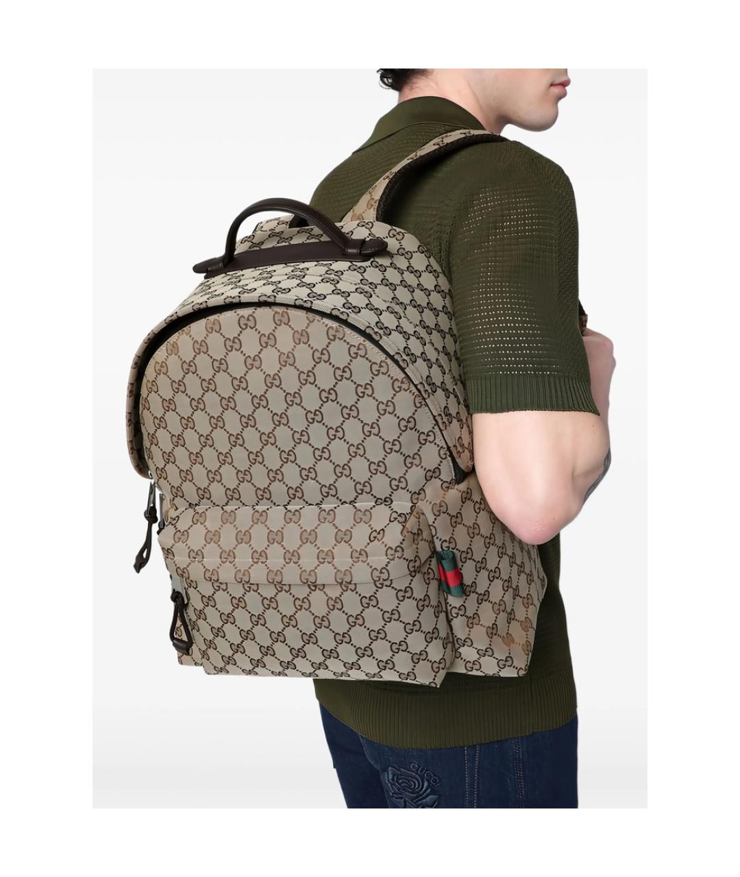 GUCCI Бежевый рюкзак из канвы, фото 3