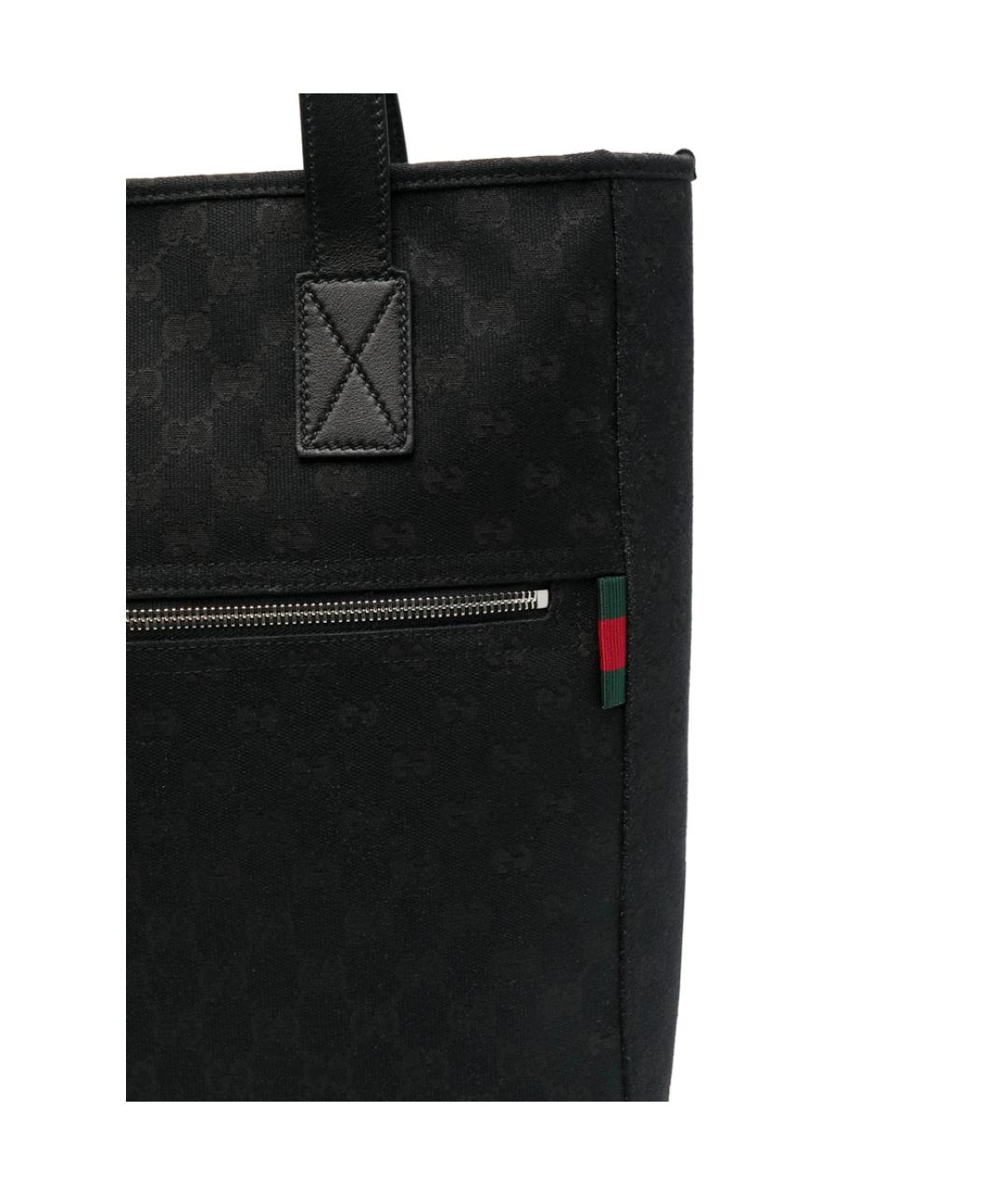 GUCCI Черная кожаная сумка тоут, фото 3