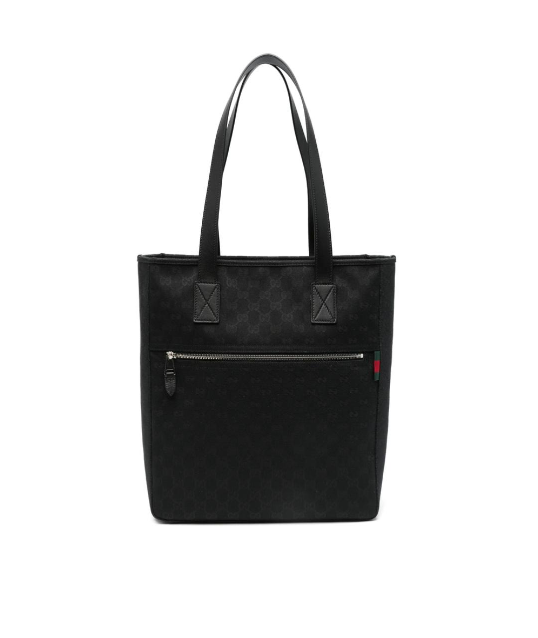 GUCCI Черная кожаная сумка тоут, фото 1