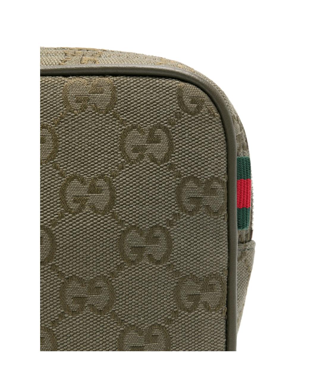 GUCCI Зеленая сумка на плечо из канвы, фото 3