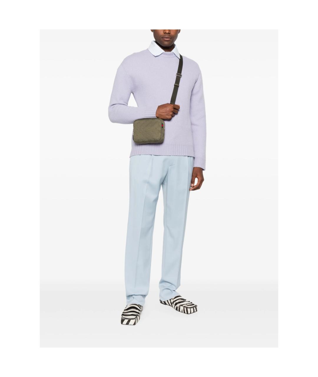 GUCCI Зеленая сумка на плечо из канвы, фото 5