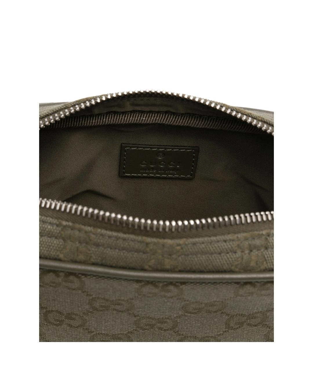 GUCCI Зеленая сумка на плечо из канвы, фото 4