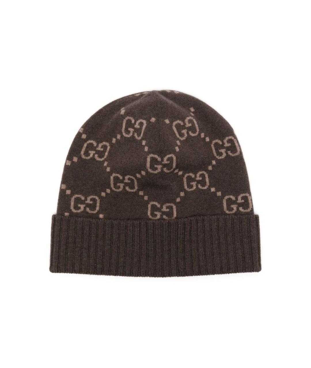 GUCCI Коричневая кашемировая шапка, фото 1