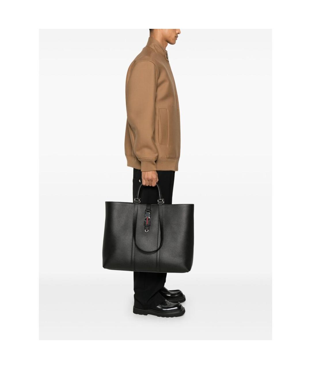 GUCCI Черная кожаная сумка тоут, фото 2