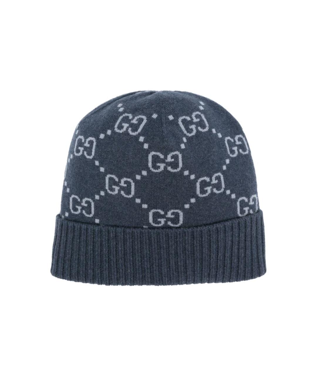 GUCCI Синяя кашемировая шапка, фото 1