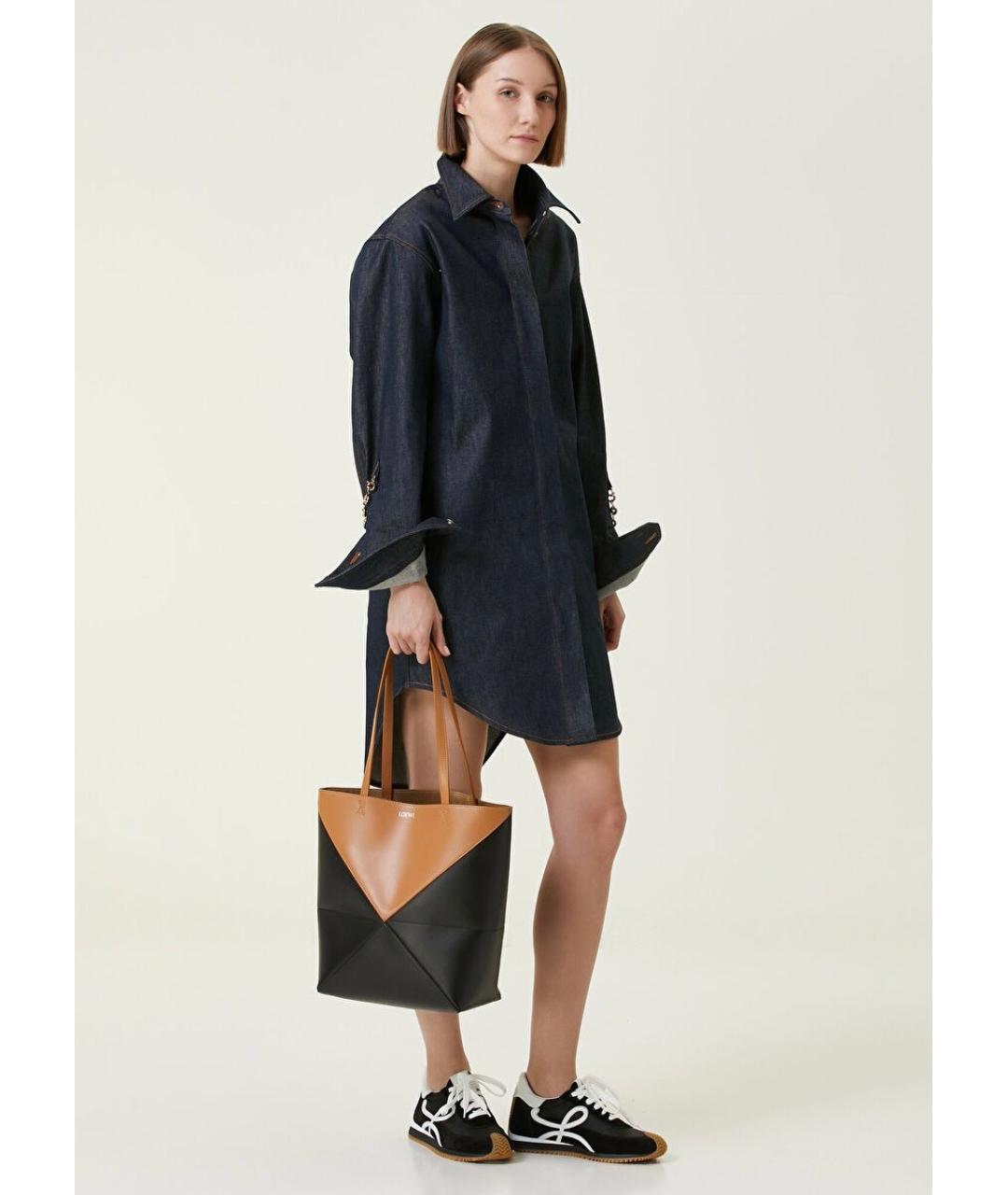 LOEWE Темно-синее хлопковое повседневное платье, фото 6