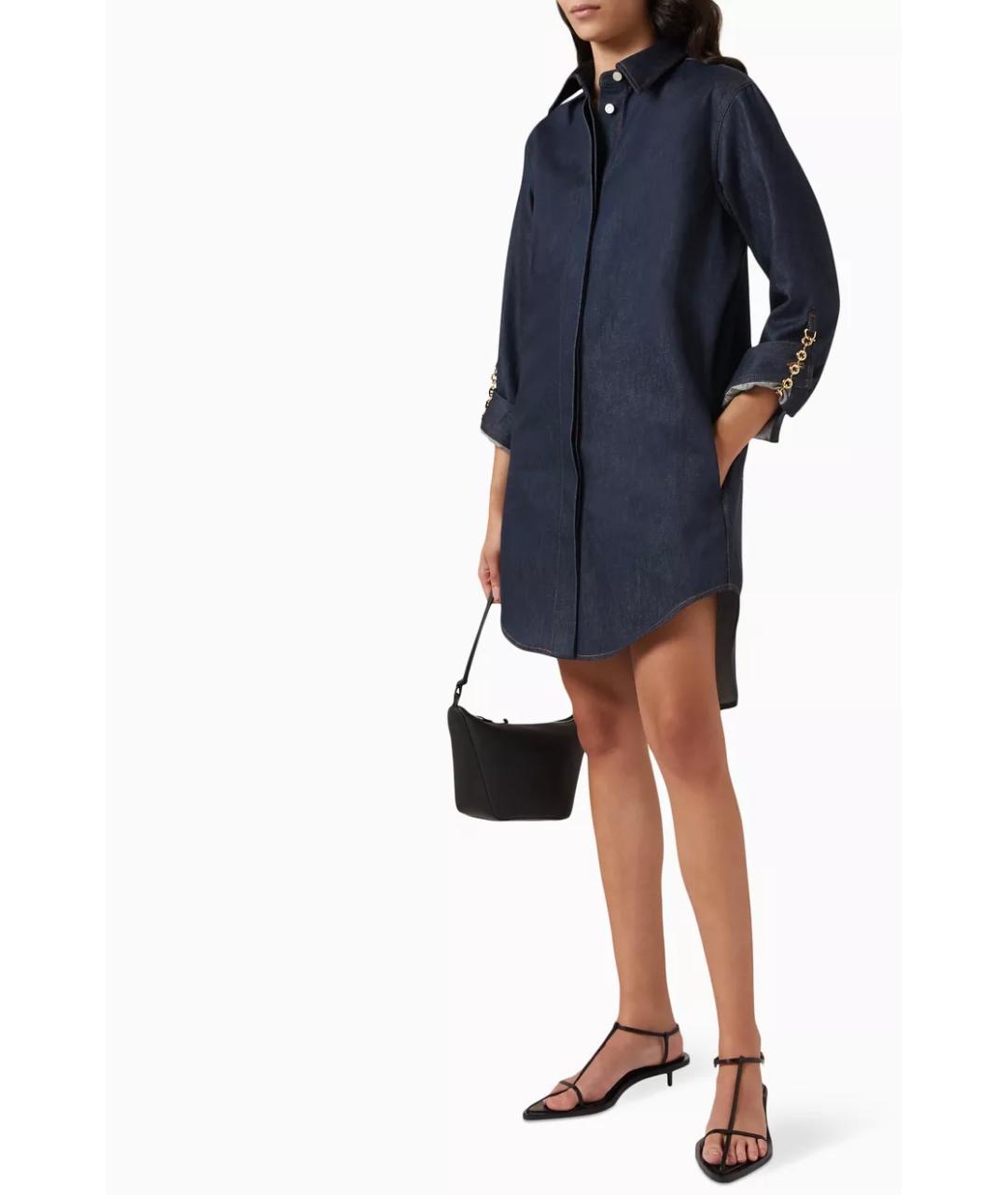 LOEWE Темно-синее хлопковое повседневное платье, фото 3