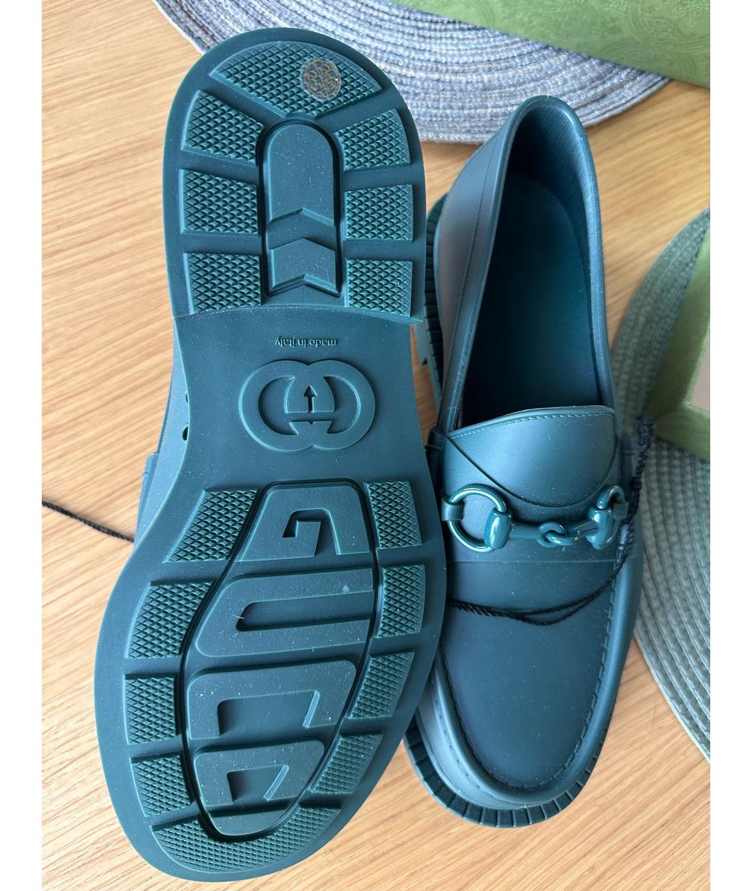GUCCI Зеленые резиновые лоферы, фото 4