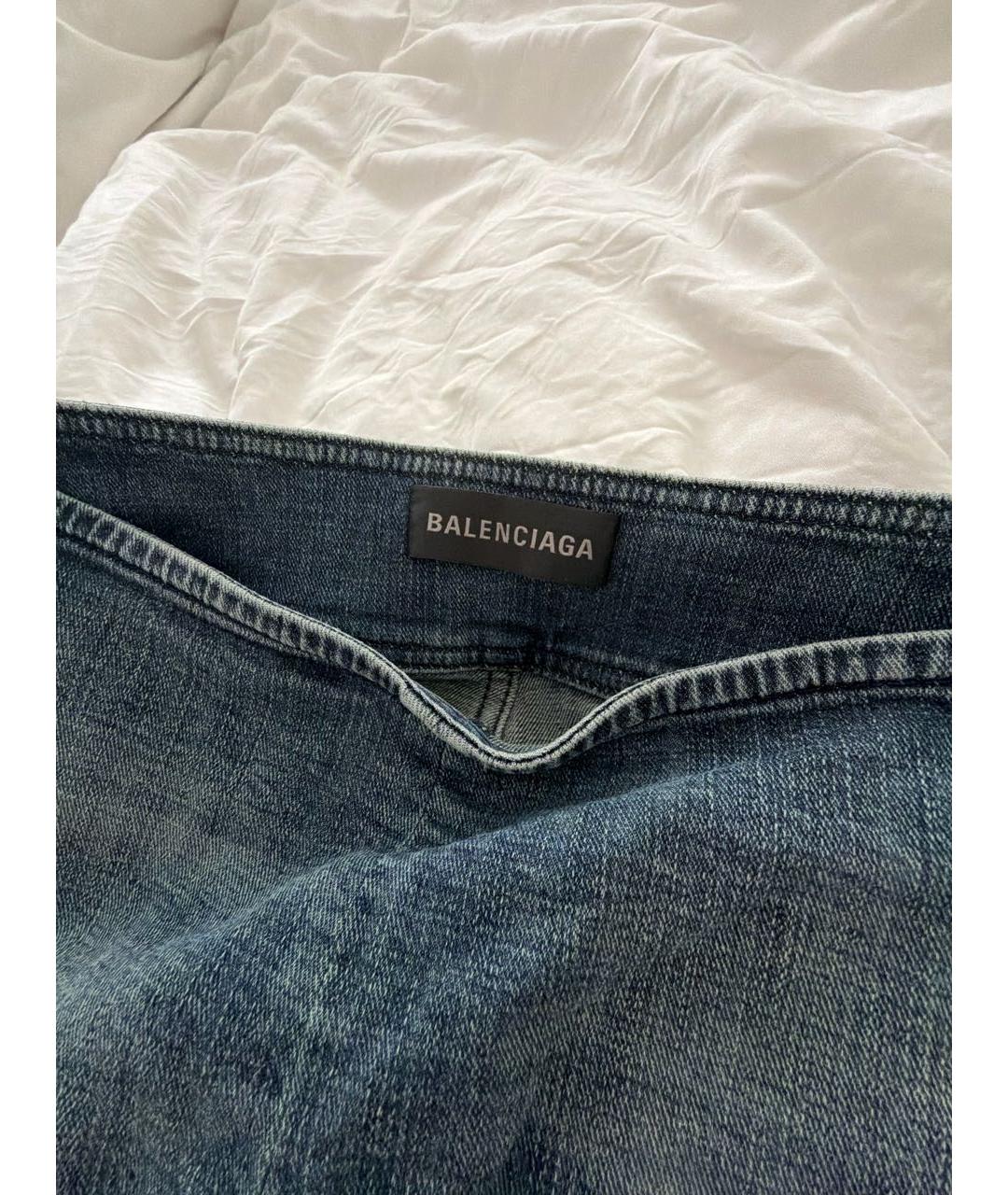 BALENCIAGA Темно-синие хлопко-эластановые джинсы клеш, фото 3
